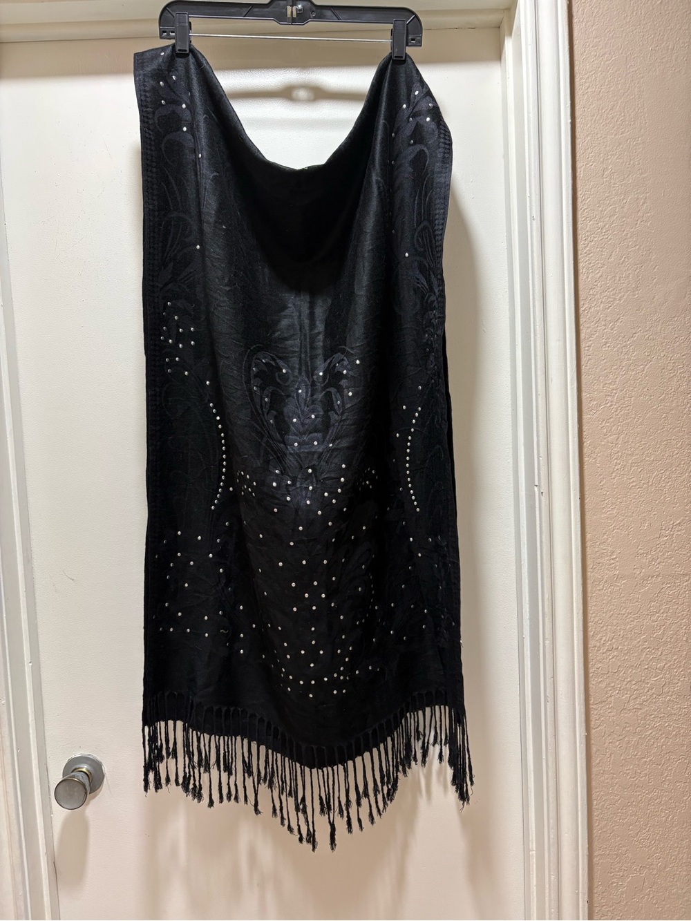 Elegant black Shawl with stone embroidery